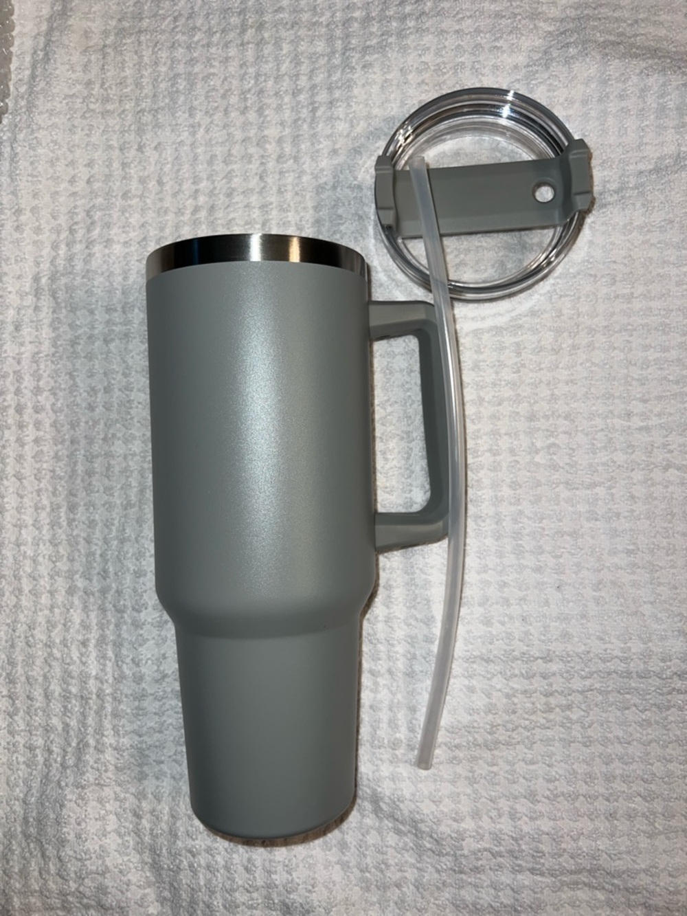 NWT - Gray Travel Tumbler with Handle and Straw Lid